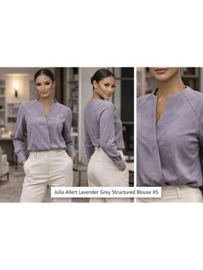 Julia Allert Blouse XS NWT Lavender Grey Structured Minimalist Designer Top